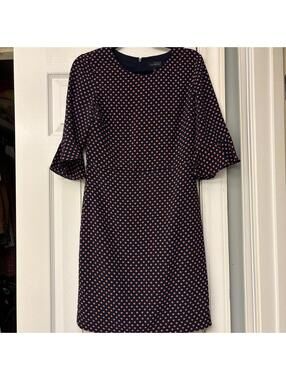 The Limited Womens Polka Dot Dress Sz 4  Blue Orange Ruffled Sleeve Knee Length